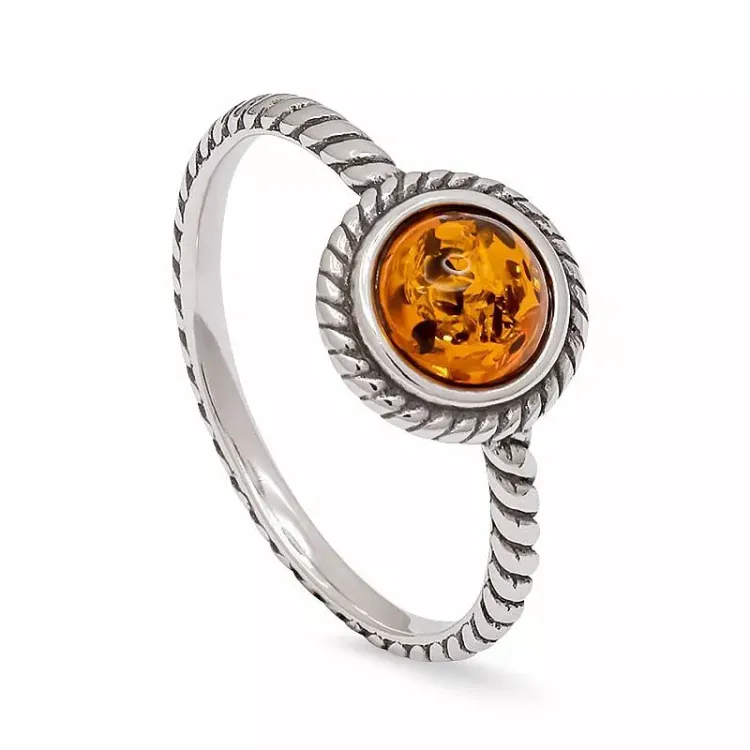 bärnsten ring i oxiderat sterlingsilver