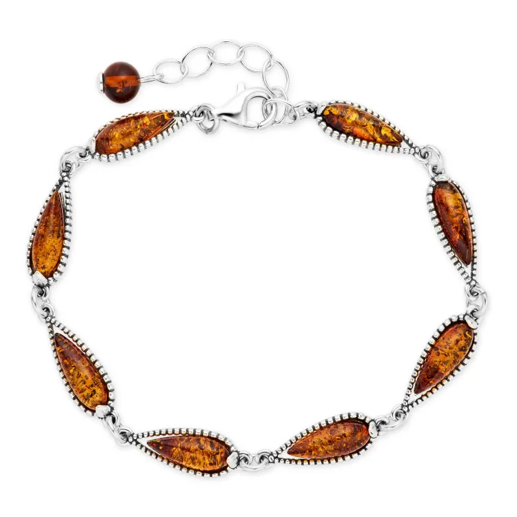 bärnsten armband i silver