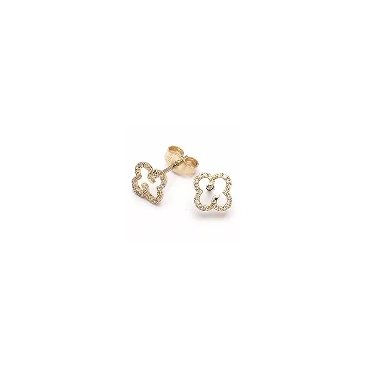 blommor diamant briljiantöronringar i 14 karat guld med diamant 