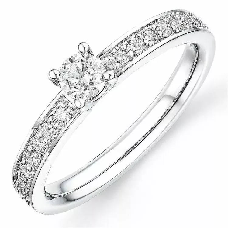 Beställningsvare - diamantring i 14 karat vitguld 0,32 ct 0,25 ct