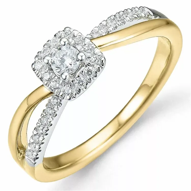 Beställningsvare - diamantring i 14  karat guld- och vitguld 0,10 ct 0,25 ct