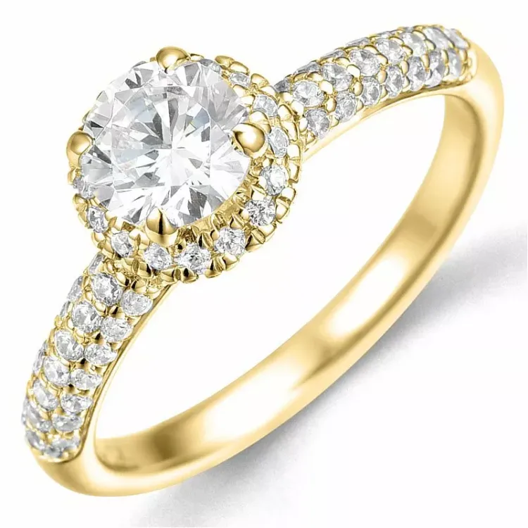 Beställningsvare - diamantring i 14 karat guld 0,75 ct 0,46 ct