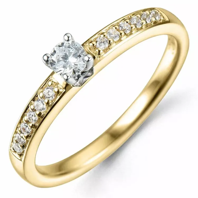 Beställningsvare - diamantring i 14 karat guld- och vitguld 0,15 ct 0,10 ct