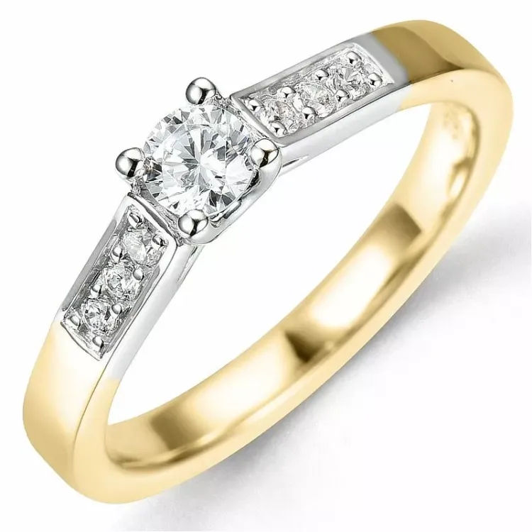Beställningsvare - diamantring i 14  karat guld- och vitguld 0,26 ct 0,10 ct