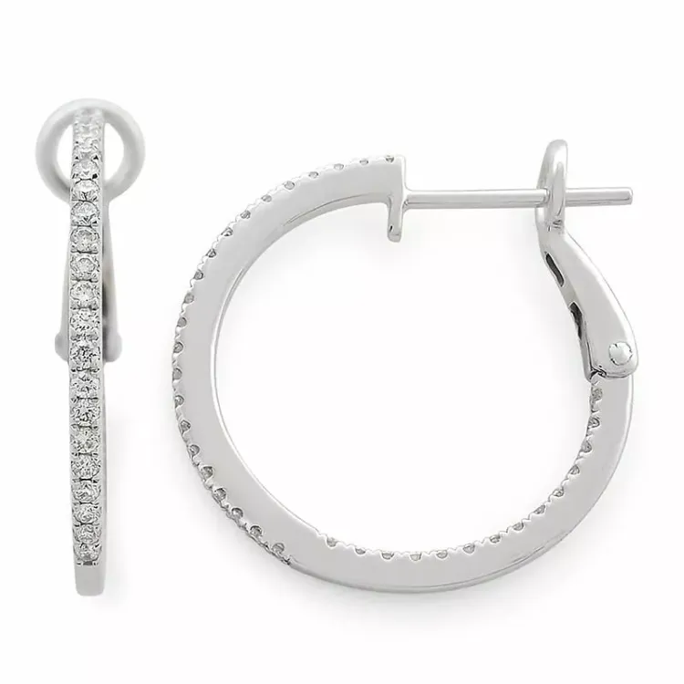 16 mm diamant creol i 14 karat vitguld med diamanter 