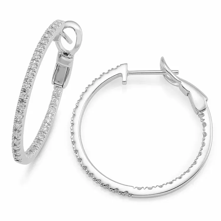 20 mm diamant creol i 14 karat vitguld med diamant 