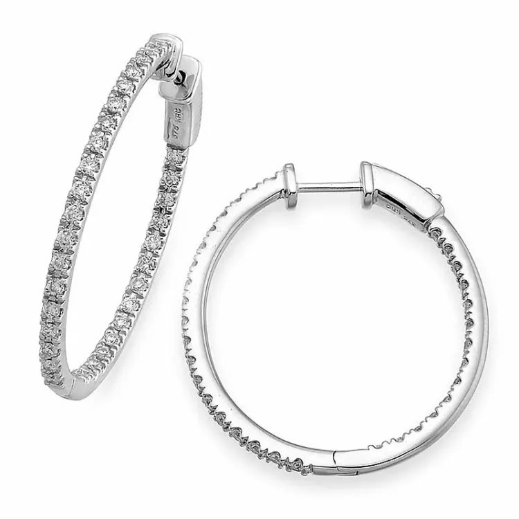 24 mm diamant creol i 14 karat vitguld med diamanter
