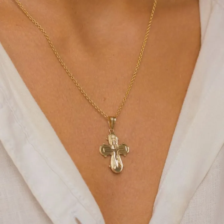 17 x 29 mm dagmarkors i 14 karat guld - Amoré