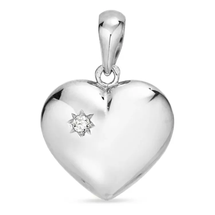 15,5 x 15,5 mm hjärta hängen i silver - Amoré