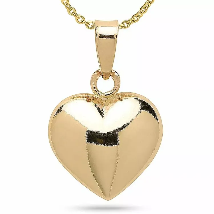 10 x 15,5 mm hjärta halsband i förgyllt silver med hängen i 8 karat guld - Amoré