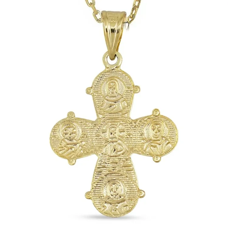 18 x 30 mm dagmarkors halsband i förgyllt silver med hängen i 14 karat guld - Amoré