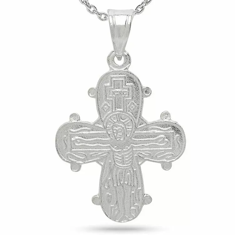 19 x 30 mm dagmarkors med fadervår hängen med halskedja i silver med hängen i silver - Amoré
