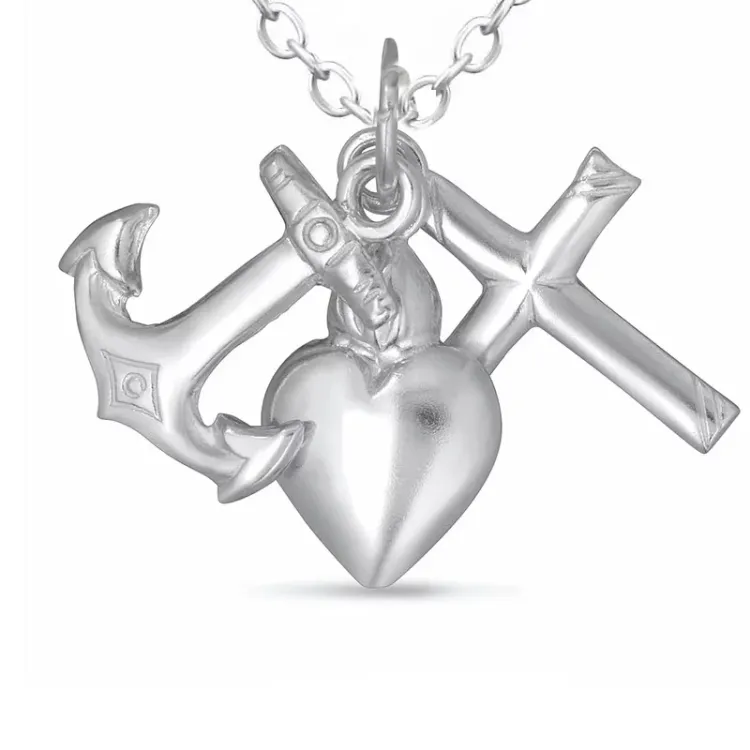 tro-hopp-kärlek halsband i silver med hängen i silver - Amoré