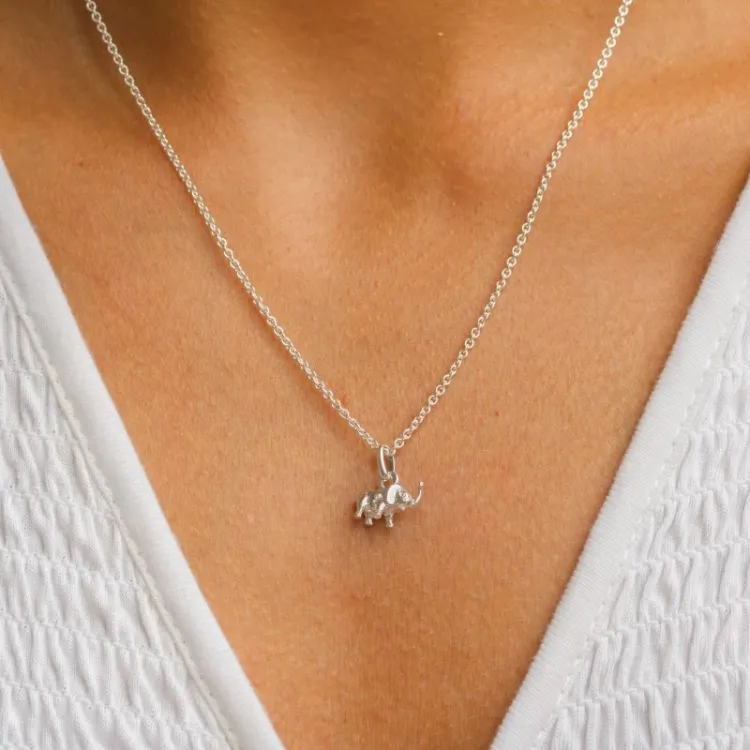 elefant halsband i silver med hängen i silver - Little Ones