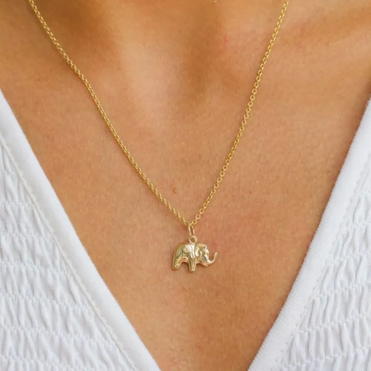 elefant halsband i förgyllt silver med hängen i 8 karat guld - Gold Collection