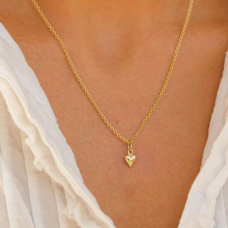 5,5 x 10,5 mm hjärta halsband i förgyllt silver med hängen i 14 karat guld - Amoré