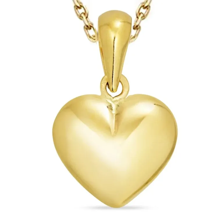 11,5 x 20 mm hjärta halsband i förgyllt silver med hängen i 14 karat guld - Amoré