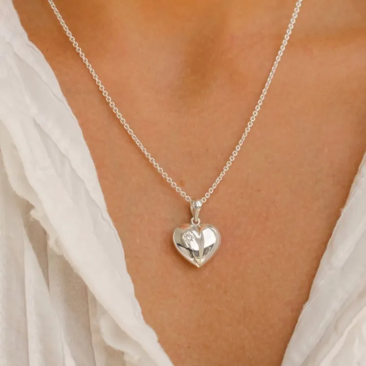 hjärta halsband i silver med hängen i silver - Amoré