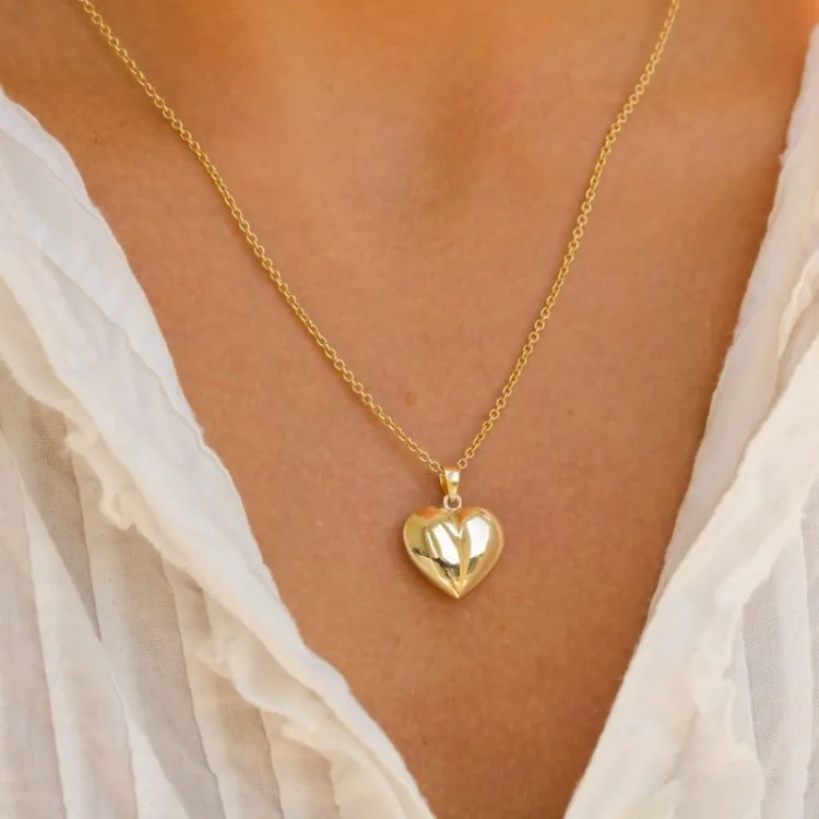 hjärta halsband i förgyllt silver med hängen i 8 karat guld - Amoré