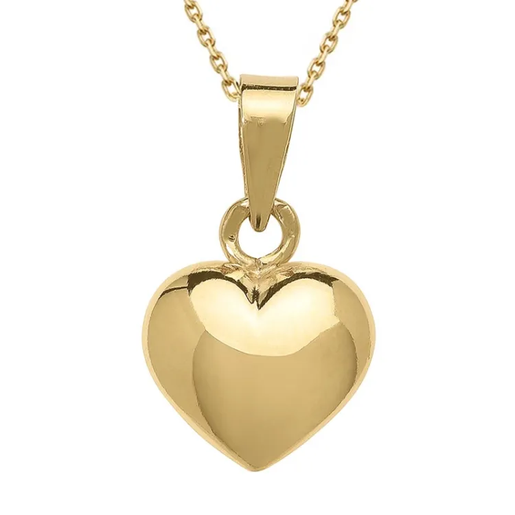 9 x 11 mm hjärta halsband i förgyllt silver med hängen i 8 karat guld - Amoré
