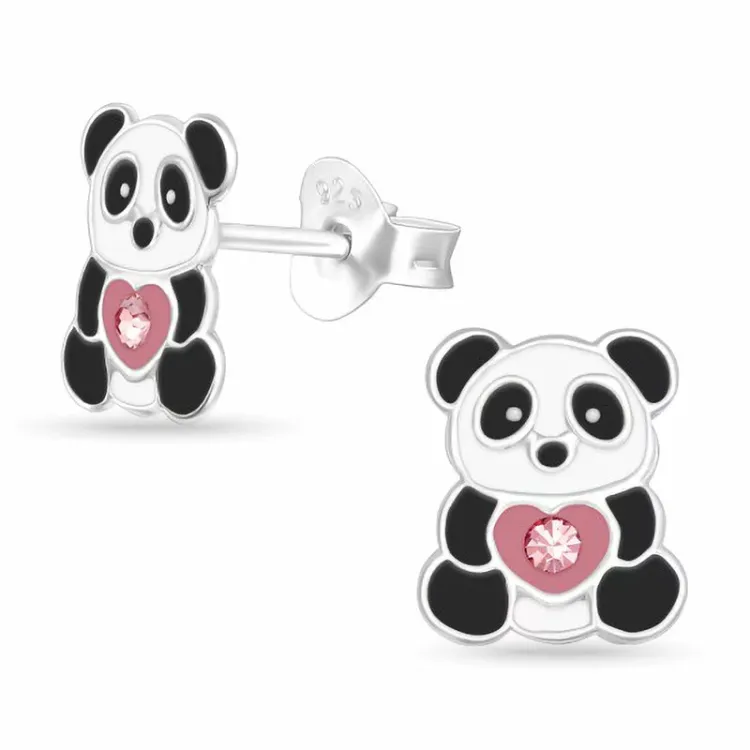 panda örhängestift i silver - Little Ones