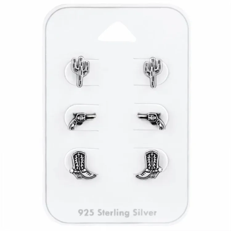cowboy örhängestift i silver