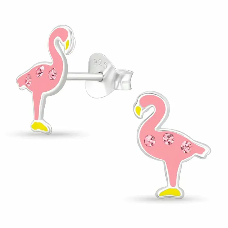 flamingo örhängen i silver - Little Ones