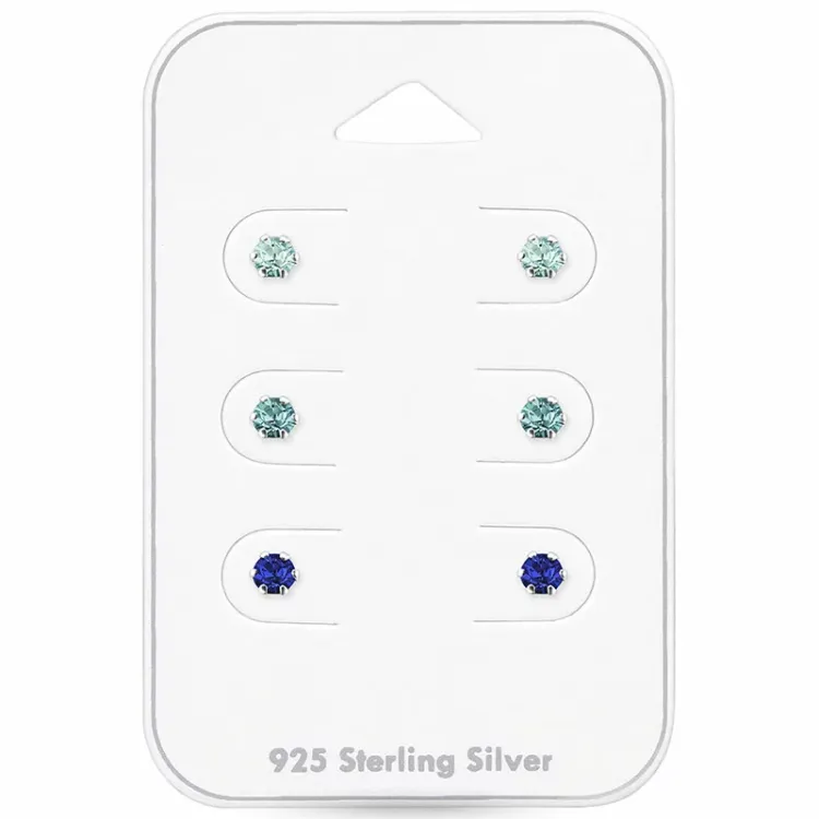 3 mm kristal örhängestift i silver - Little Ones
