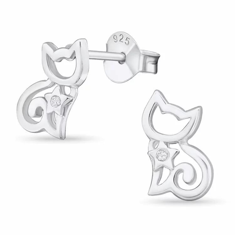 katter örhängen i silver - Little Ones