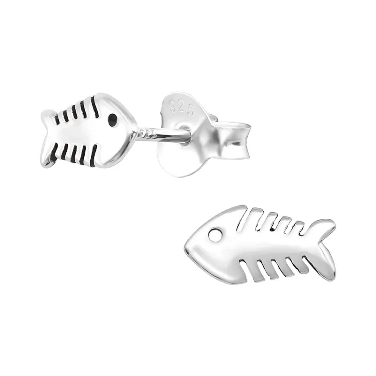 fisk örhängen i oxiderat sterlingsilver - Little Ones
