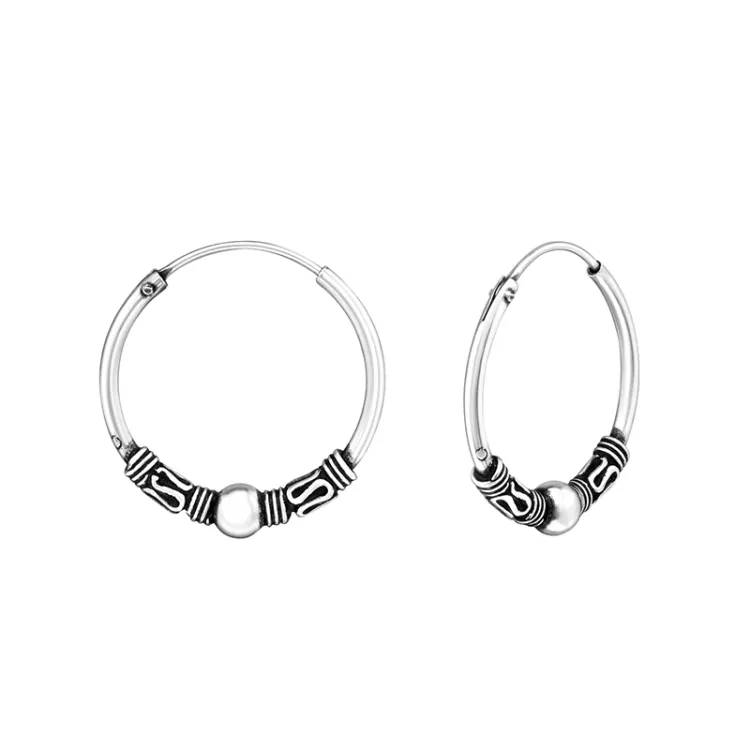 18 mm Bali creol i oxiderat sterlingsilver