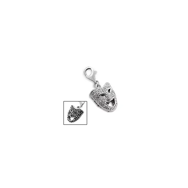 Maske charms i rhodinerat silver 
