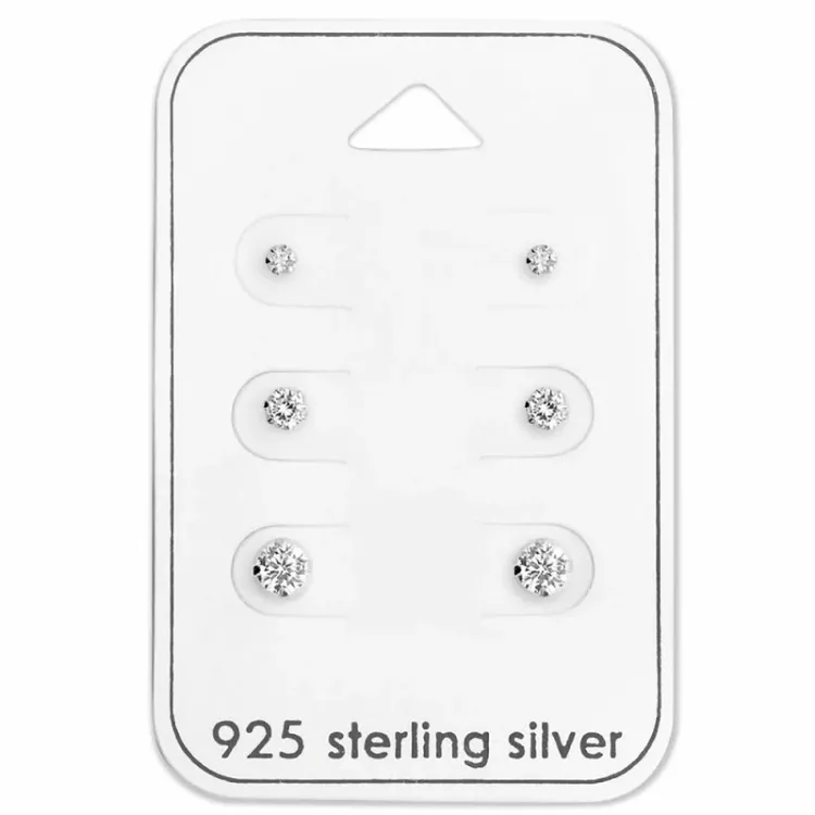 2 x 3 x 4 mm örhängen i silver