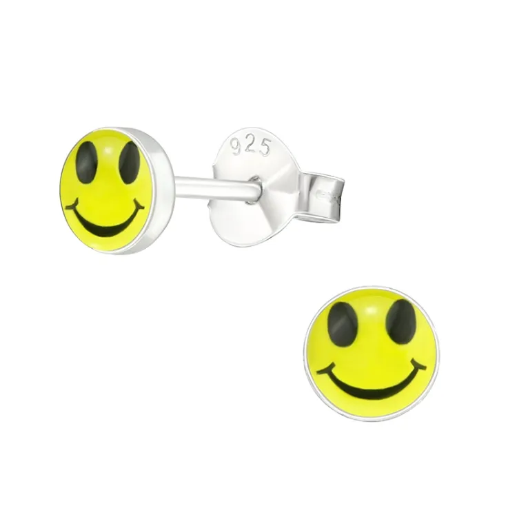 smiley örhängen i silver - Little Ones