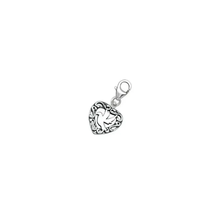 Hjärta charms hängen i oxiderat sterlingsilver 