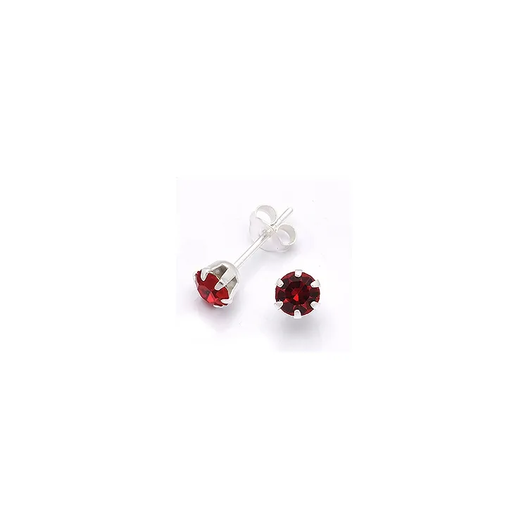 5 mm röda zirkon örhängen i silver