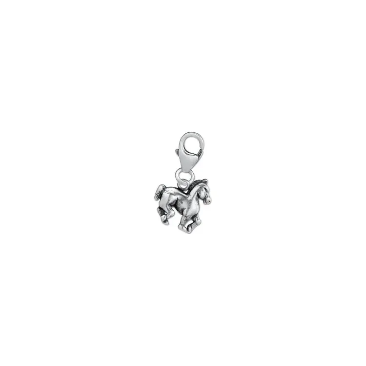 Häst charms hängen i oxiderat sterlingsilver 