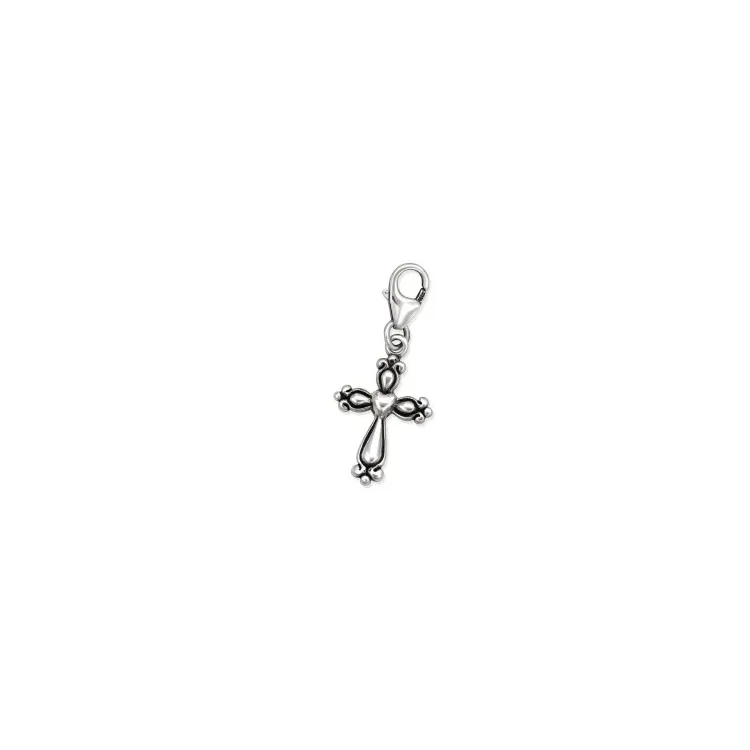 Kors charms hängen i oxiderat sterlingsilver