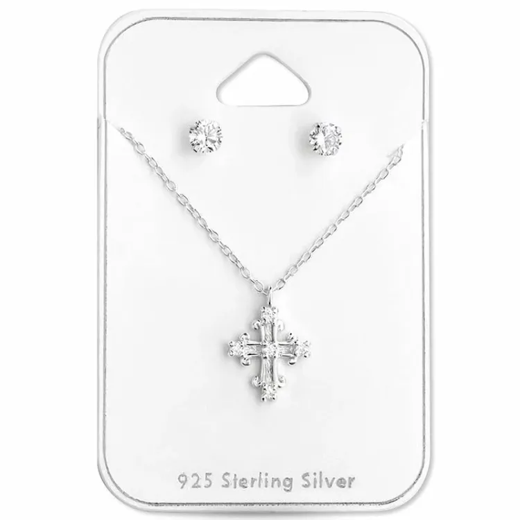kors set med örhängen och halsband i silver - Little Ones