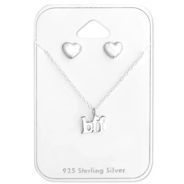 BFF set med örhängen och halsband i silver