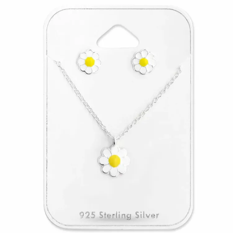prästkrage set med örhängen och halsband i silver - Little Ones
