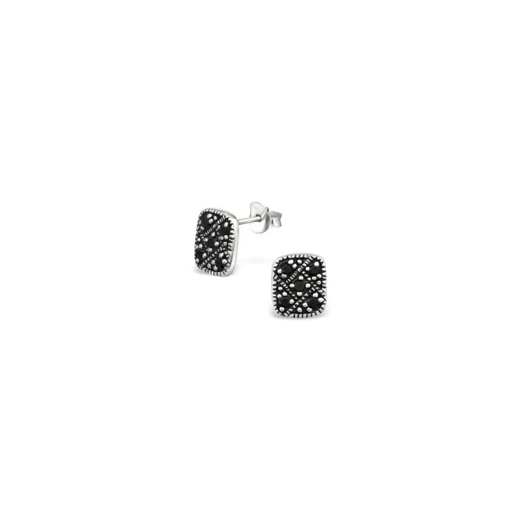 Svarta örhängestift i oxiderat sterlingsilver