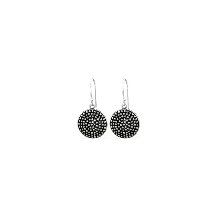 Runda örhängen i oxiderat sterlingsilver