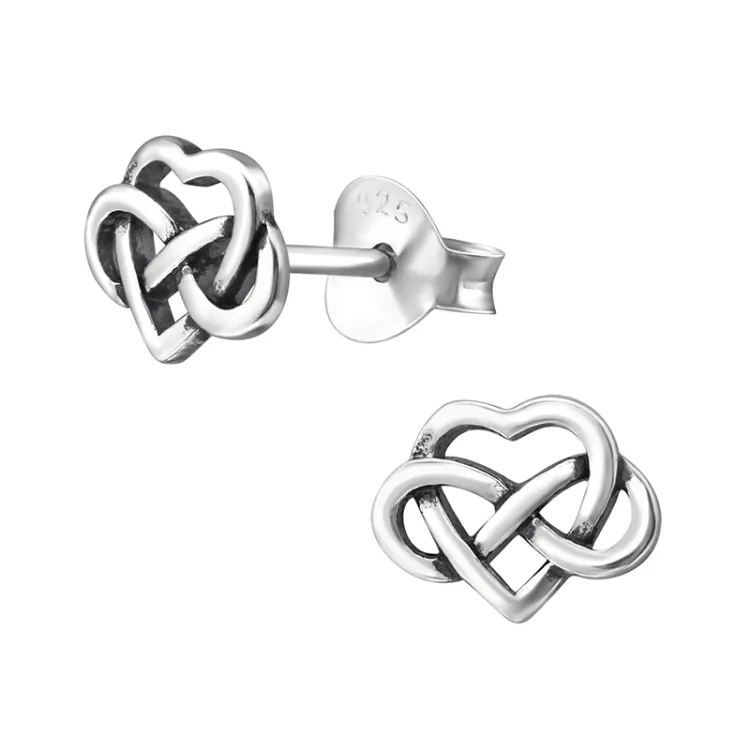 hjärta örhängestift i oxiderat sterlingsilver - Little Ones