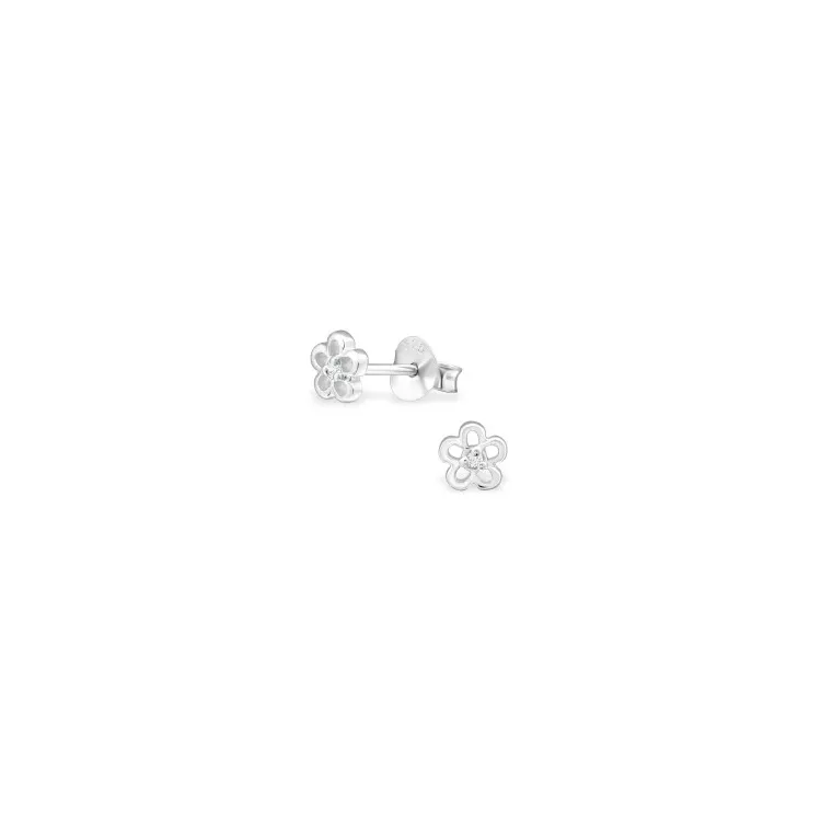 5 mm blommor örhängestift i silver