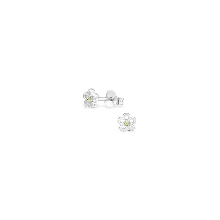 Blommor gröna örhängestift i silver
