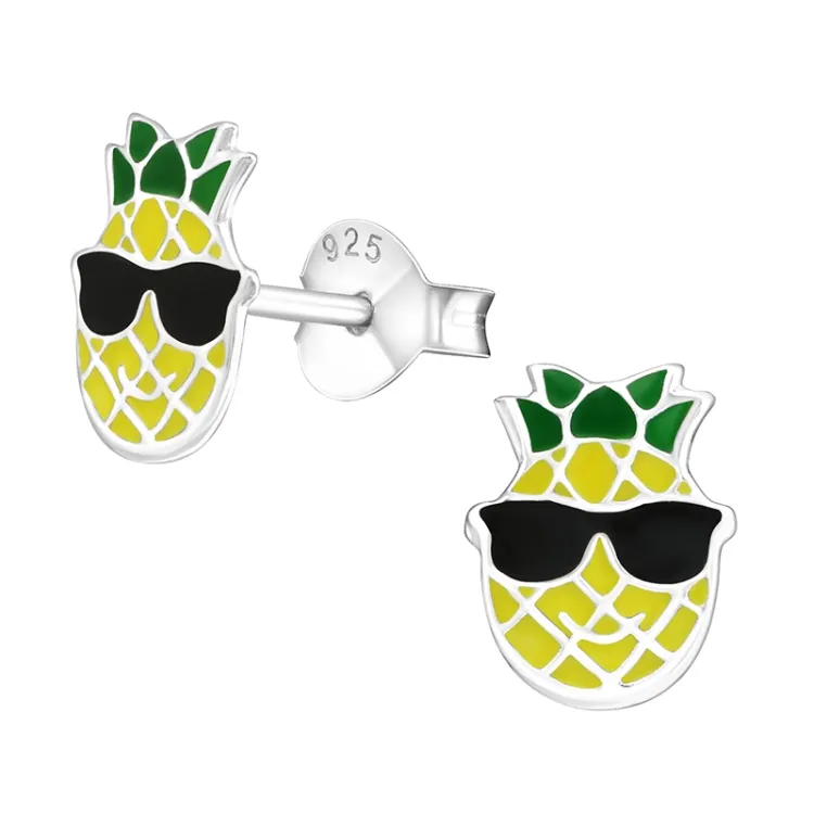 ananas örhängestift i silver - Little Ones
