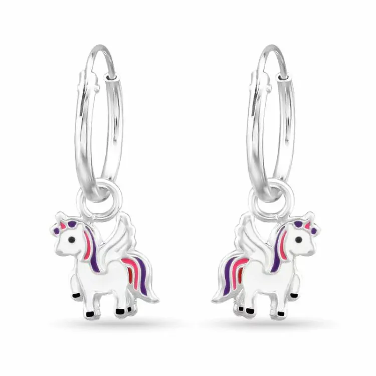12 mm hästar creol i silver - Little Ones