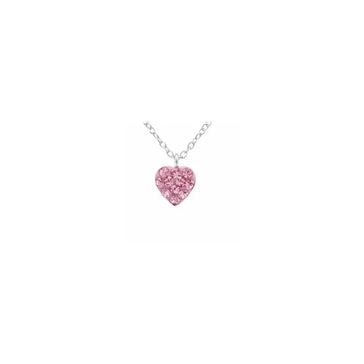 hjärta rosa hängen med halskedja i silver