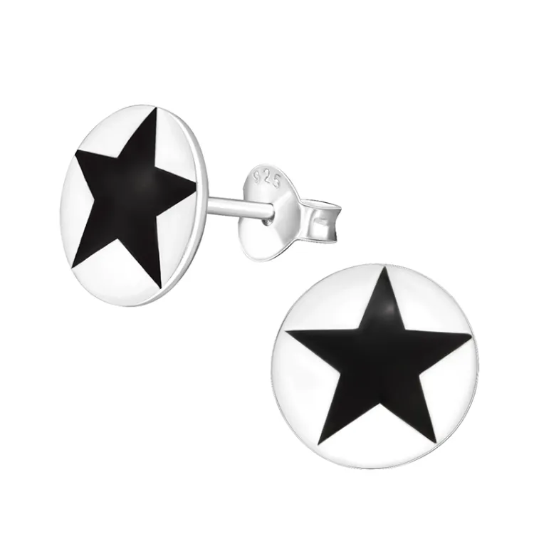 svarta stjärna örhängen i silver - Little Ones